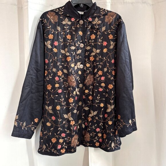 Parsley Sage Womens Jacket Large Floral Heavily Embroidered Asian Inspired 18482 - Picture 1 of 9